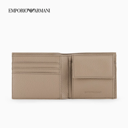 EMPORIO ARMANI/阿玛尼官方旗舰【礼物】新款男士牛皮革多卡位手拿钱包2025夏季 U6168-灰米色
