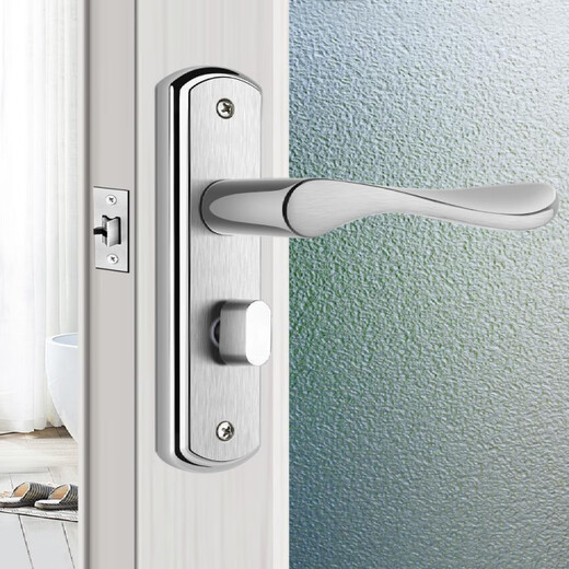 Clcey Door Lock Salle de bain Handle en acier inoxydable serrure sans clé de porte de toilette universelle verrouillage de porte en aluminium Poignée de porte alliage 9898 arc 110 trous sans langue