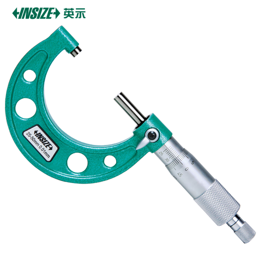 INSIZE outer diameter micrometer mechanical spiral micrometer industrial grade measuring tool high precision 0.01mm/3203 3203-50AC range 25-50x0.01mm with standard rod