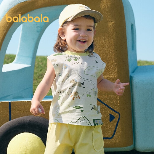 Balabala baby vest baby top boy and girl summer 2025 sweet and fashionable cotton comfortable and cute 209225122201