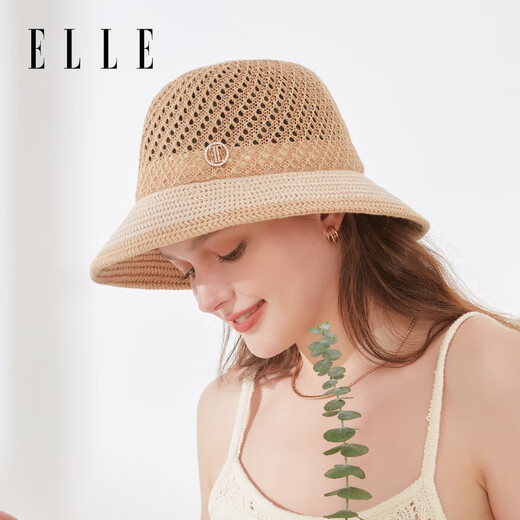 Elle Sonnenschutzmittel Strohhut Damen Sommer im Freien gehäkelte Hohlnetzstrand Sonnenschild Fischer Hut Geschenk