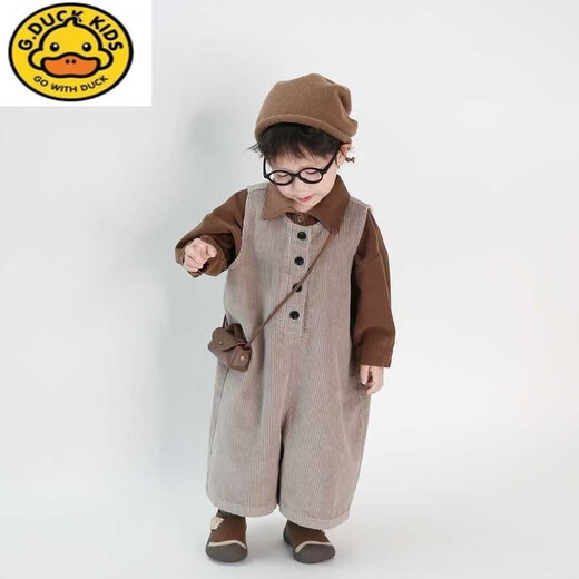 G. DUCKKIDS儿童灯芯绒背带裤套装2025秋季新款宽松男女童宝宝春秋洋气时髦潮 单件灯芯绒裤子 80 cm