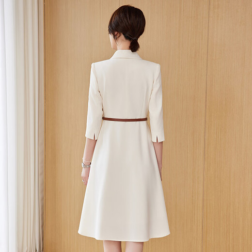 J-ME white suit dress for women 2025 summer new style French high-end temperament goddess style professional workwear off-white XL 115-125Jin Jin is equal to about 0.5 kg