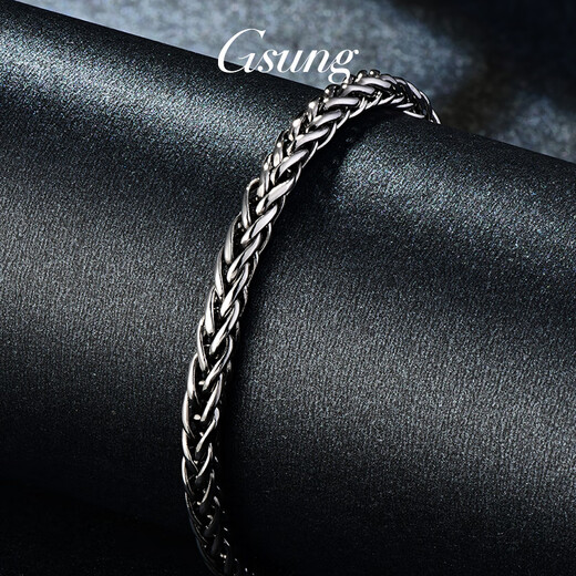 GsunG Men's Platinum PT950 Dragon Bone Bracelet Fashionable Black Gold Bracelet Retro Braided Platinum Thick Bracelet as a Gift Price by Gram, Contact Customer Service Before Buying