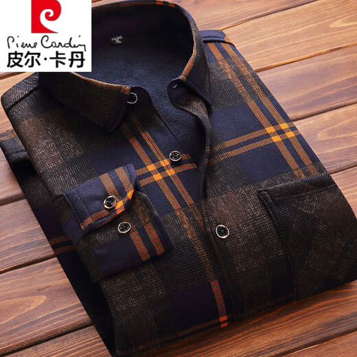 Pierre Cardin Herren warmes Hemd plus Samt plus dicke lange Ärmel Slim Fit Kleidung Herbst und Winter Plaid Hemd Herrenjacke 10 Hb677 2xl geeignet für 140 Jin [Jin ist gleich 0,5 kg] - 159 Jin [Jin gleich 0,5 kg]
