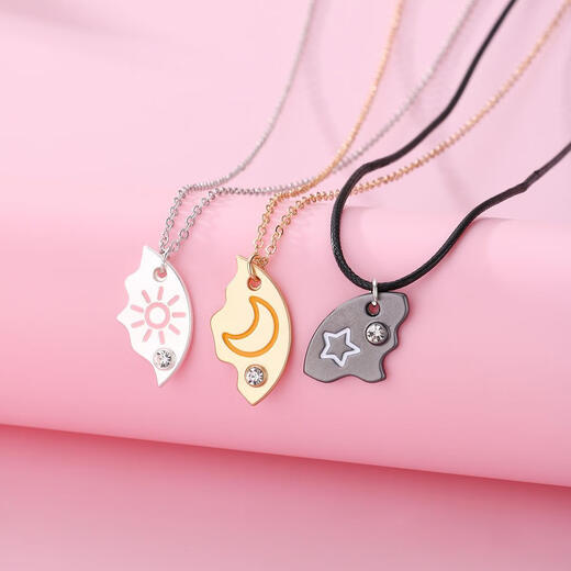 Pendentif en alliage successif, collier du meilleur ami, lune de trois personnes, étoile, bon collier d'ami, une personne, demi-sœur, pendentif d'amitié, 673 argent muet, or mat