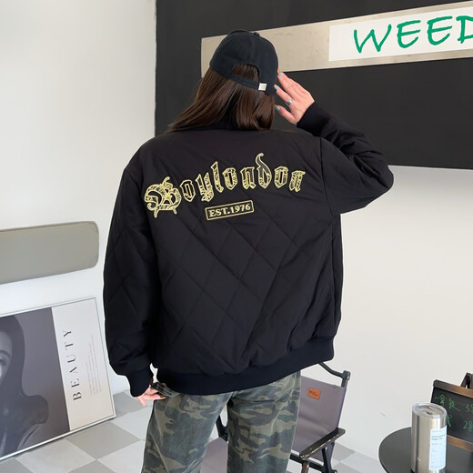 BOY BOY BOYBOY trendy brand boy winter new cotton clothing Gothic letter embroidery loose baseball uniform jacket for men and women couple S 90-120Jin Jin is equal to 0.5 kg