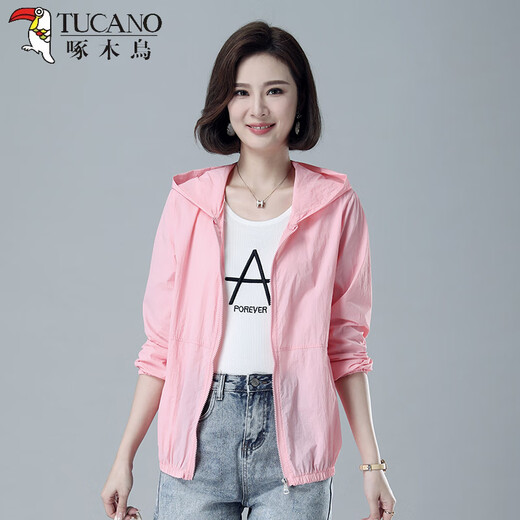 Woodpecker sunscreen clothes for women 2025 summer new breathable hooded thin coat mother suit long sleeve Korean style trendy white thin thin M