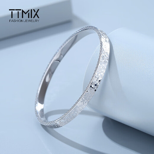 TTMIX pt950 platinum bracelet for women, crushed ice, sparkling platinum concubine bracelet, semi-solid bracelet, platinum 11.7-11.9g, inner diameter 54mm, width 4.0m