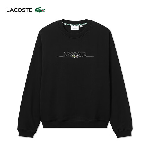 Lacoste French Crocodile Herrenkleidung losen Stil Baumwolle Runde Nackenpullover Sportpullover SH3878 031/Schwarz L 5