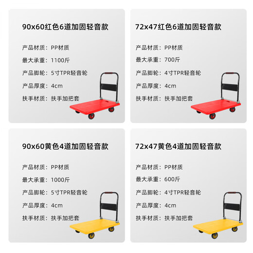 Leyou Baiyi small trolley flat trolley 90*60cm four-tube load-bearing decoration moving small trailer transport truck small puller driver pull truck pull truck folding trailer