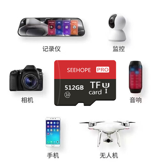 SEE HOPE high-speed memory card 512GB large capacity micro sd card camera tablet driving recorder monitoring TF card 512G high-speed universal + card reader + SD card holder