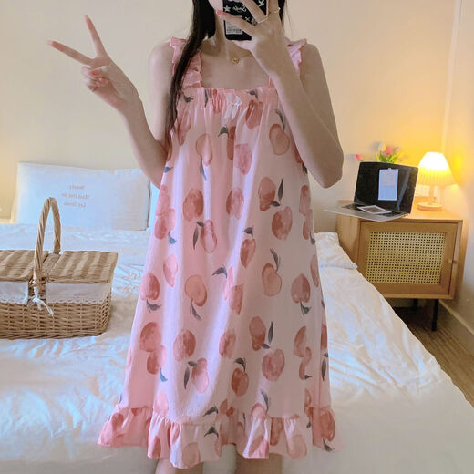 Ins Style Cherry Suspender Nachthemd für Frauen im Sommer Dünnstil 2025 Neue Internet Prominente Prinzessin Stil süßer Student Pyjamas Trend 9272# Cherry Bear M.