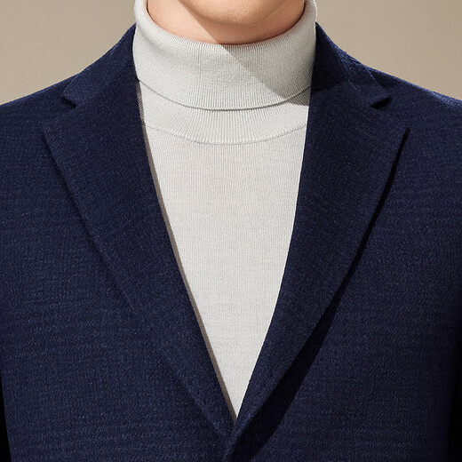 Antonio cashmere & sheep wool classic plaid suit collar mid-length cashmere wool coat men's woolen coat