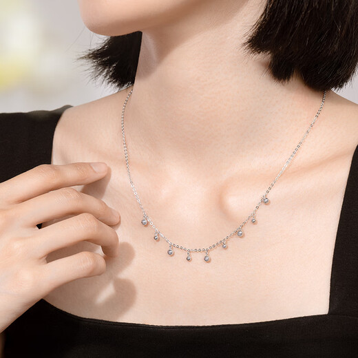 Century Yuan PT950 platinum bead necklace new platinum light luxury temperament high-end clavicle chain for girlfriend 4.68g about 43cm