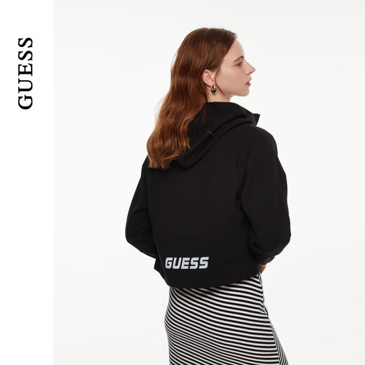 GUESS official flagship women's American casual hooded short jacket-W4PP81K2Q45 JBLK-Graphite Black M (120-140)