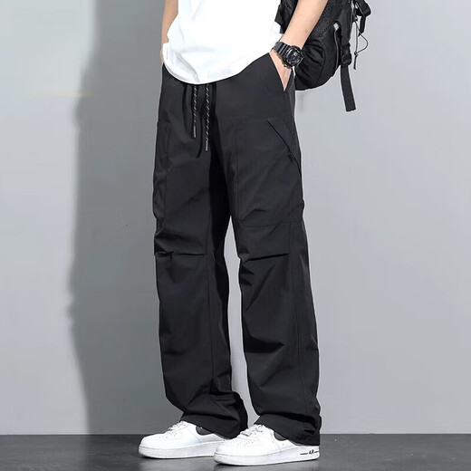 Kurashi Ichiki Sommer Leisure Hosen Männermodelle Marke Paratrooper Hosen loser gerader dünner Eisdraht Schnell Trocknungshose 756 Grau [Sommer] dünn m