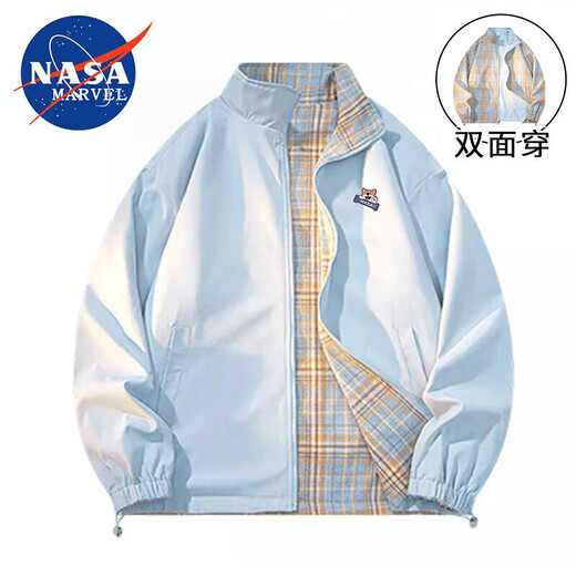 NASA MARVEL夹克男春秋季外套时尚潮流立领双面穿宽松休闲情侣款 卡其 L