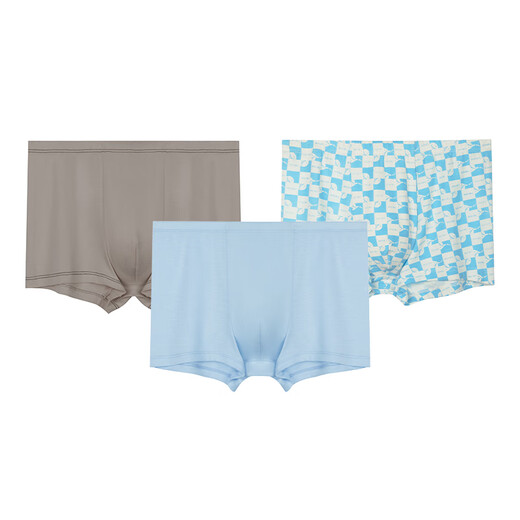 Little Blue Elephant Yuanqi Little Whirlwind Children's Perspiration-wicking Underwear Boys Boxer 7A Antibacterial Breathable Unclamped PP Light Gray/Maca Blue/Graphite Blue (Boys) 3 Pairs 110