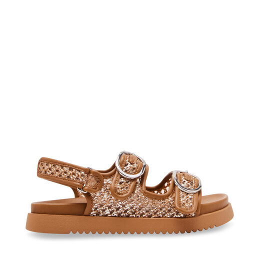 STEVE MADDEN Girls Set Flat Sandals Cognac Multiple Colors 3 Kids