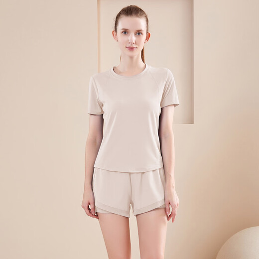 [Sweat-sweat suit] Summer yoga suit women's short-sleeved shorts quick-drying exercise fake two-piece running fitness suit purple XL