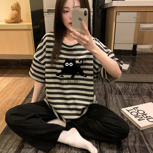 Hongdou Pyjamas für Frauen 2025 neue Sommer-Kurzärmer-Hosen reine Baumwoll-Junior High School-Schüler Big Children süße Heimkleidung 6625-Taoxin Little Bear-Short-Short-Sekunden-Hzm XL-Frauen (Höhe 162-168.110-128jin [Jin gleich 0,5 kg]))