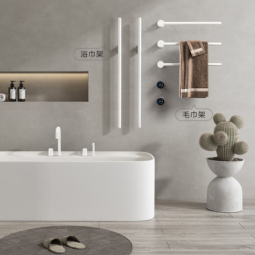 KG concealed electric towel rack fine copper hidden towel rod digital display hidden into the wall pre-embedded high-end customized villa 2 poles [electrophoresis white] full copper waterproof G688 hidden wire