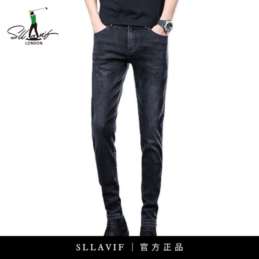SALAVVA Black Black Black Small Foot Jeans masculin 2025 AUTOMNE NOUVEAU COULEUR STOUR STOUR STOUR STRAUT-1048 Black 28