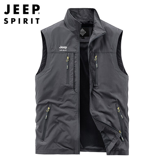 Jeep Spirit Jeep Workwear Weste Frühlings- und Sommersport -Weste Candle Horse Clip Jacke Khaki 2xl