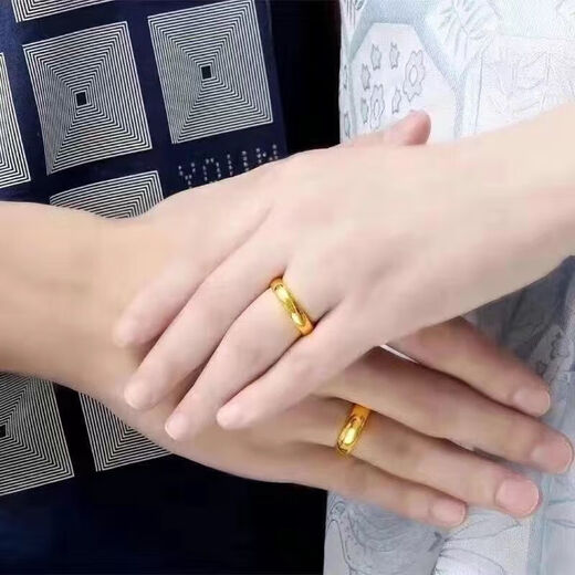 Ya Ge Vietnamese sand gold men and women gold glossy ring that does not fade when opened, simple gold, super popular in 2025 as a gift for girlfriends and couples