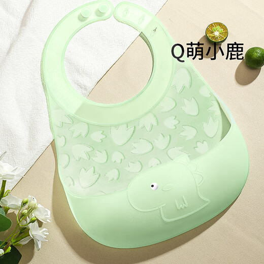 HOY BELL (HOY BELL) baby bib supplementary food and meal bag waterproof silicone baby bib saliva towel children's clothing 2 green green