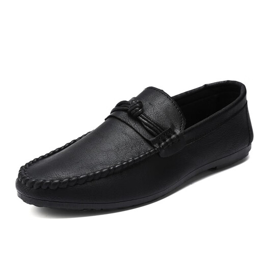 KLWP Hong Kong Boutique Bean Chaussures pour hommes 2025 Nouvelles chaussures paresseuses pour les chaussures en cuir décontractées pour hommes respirants D826 noir 39