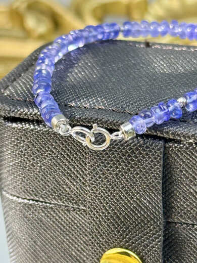 Guran natural tanzanite string, translucent and sparkling, born for romance, 18K gold tanzanite double buckle bead string necklace bracelet, double buckle bracelet