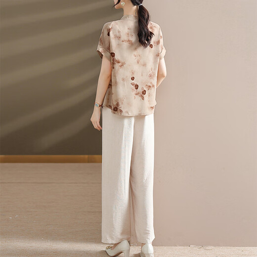 Die 50-jährige Frau von Jiangong trägt temperamentvolle Damen-Sommerkleidung, zierlichen Anzug, zweiteiliges Mode-Oberteil, Taillenschlankheitsanzug im westlichen Stil, 9435, hellgrüner Anzug, XL, empfohlen 90–105. Jin Jin entspricht 0,5 kg