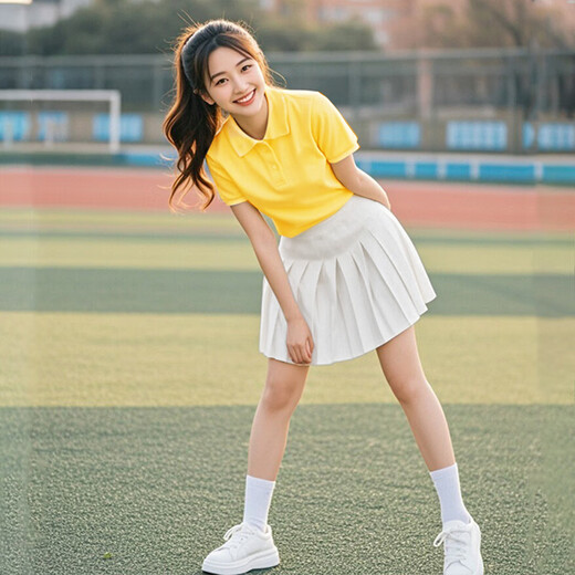 
The opening ceremony of the sports meeting of primary and secondary school students flag bearer costume junior and senior high school students chorus performance costume cheerleading costume 841 color top + white skirt + D white socks XS All size