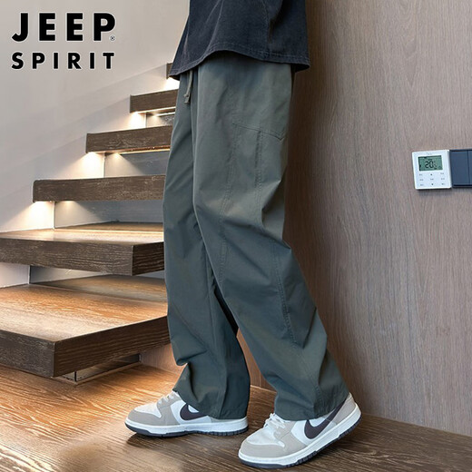 JEEP SPIRIT Jeep pants men's autumn and winter casual pants men's loose straight wide-leg trendy machete overalls sports pants
