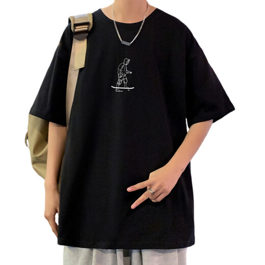 美罗邦（Meloban）纯棉短袖男潮牌潮流休闲宽松圆领t恤男生青少年夏季新款百搭体恤 3892白色 2XL 约160-180斤可穿