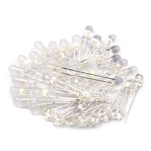 Dafuri 3mm 5mm light-emitting diode LED lamp bead instrument white hair red yellow blue green total positive and negative purple colorful indicator light 5MM foggy white hair emerald green long feet 25 pcs