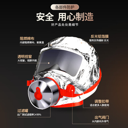 Huan'an gas mask fire mask anti-smoke fire mask 3C certified escape filter self-rescue respirator TZL30