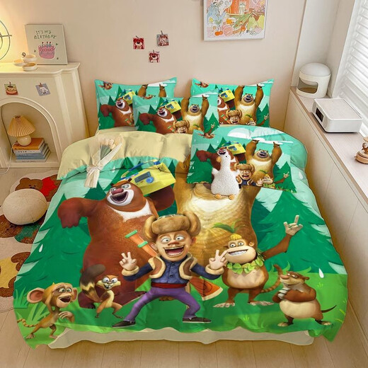 Cartoon All-Cotton Bears Bears apparaissant dans les enfants, garçons et filles en trois pièces Dormitory Dormitory Four Set personnalisable 3891V Single Quilt Cover (220240cm)