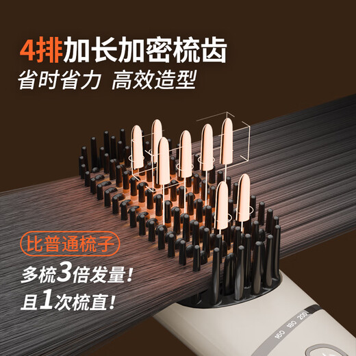 Treya detachable hair straightening comb negative ion styling comb 4 rows of encrypted comb teeth 600 million plasma fast styling without damaging hair anti-frizz T607 white birthday gift