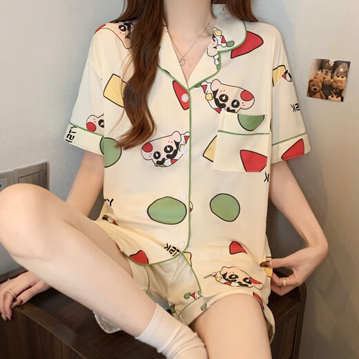 含蕊卡通牛奶丝女睡衣三件套家居服 FS*14132 170 M