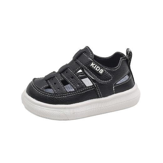 Kenopo offizielle Jungen Sandalen für Sommer neue Kindersandalen für Kinder hohl Beach Schuhe Leder Gesicht Baby Girl Hole Schuhe Weiche Sohle schwarz 13,5 21 Innenlänge