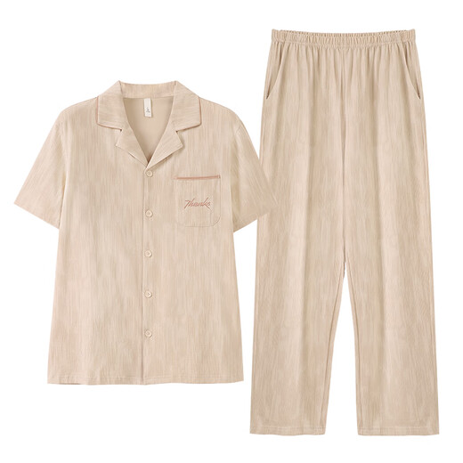 莫代尔睡衣男士夏季短袖长裤套装薄款男款大码感夏款半袖家居服 5012 XL (175码)建议穿着体重140-160