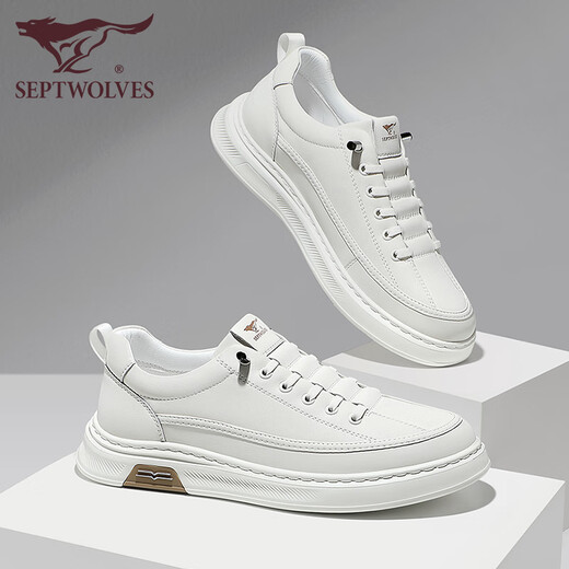 Siete zapatos para hombres de lobo para el verano nuevos zapatos blancos pequeños y versátiles versátiles para zapatos casuales transpirables para hombres para zapatos deportivos para hombres que mejoran para hombres para zapatos de moda para blancos 1047 40