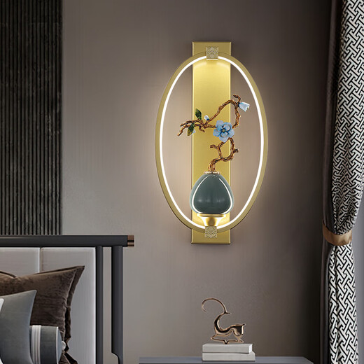 Lámpara de noche de dormitorio principal XMSJ de alta gama Nuevo estilo chino Escalera de esmalte creativa de estilo chino Lámpara de pared F3506 Persimmon Ruyi Marco ancho 21* Altura 5