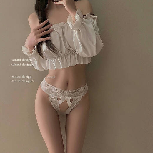Lace sexy underwear, no need to take off, pure thin bow briefs, thong, new sexy white pure desire underwear