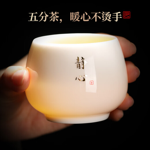 Not clumsy mutton fat jade master cup personal tea brewing single cup Dehua white porcelain ceramic kung fu tea cup meditation cup