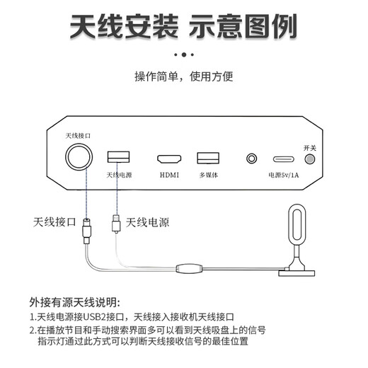 Qiantian (Qantop) TV antenna dtmb ground wave rural indoor and outdoor universal high-definition TV signal receiver QT-DZT01