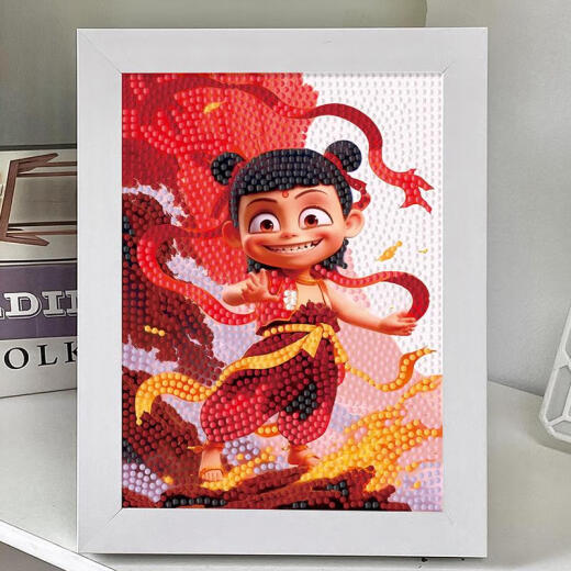 Süße Miaomiao Nezha Diamond Malerei Aufkleber Kinder handgefertigt iy Material Pack Nezha: DA Hai Ao Bing 5 Diamond Sticker des Teufels Kind 7371 Kunststoffkiste + Werkzeuge